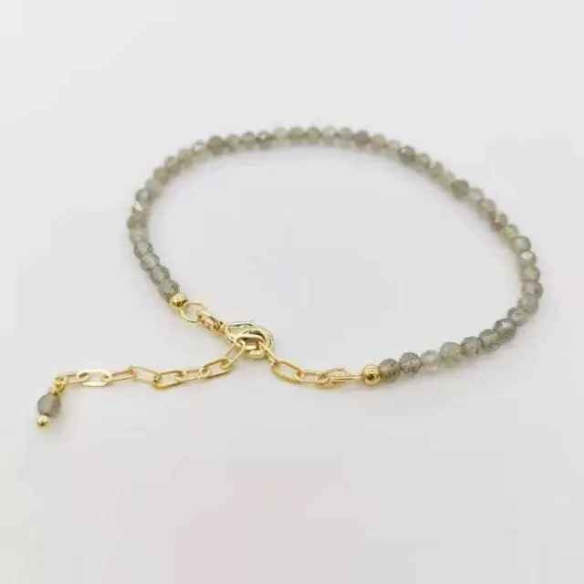Bracelet ajustable en Labradorite Facettée