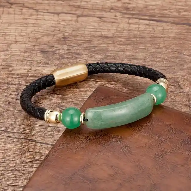 Bracelet en Cuire et Aventurine