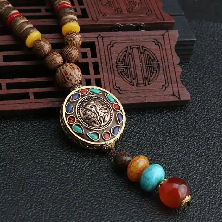 Collier Mala Tibétain en Bois de Santal