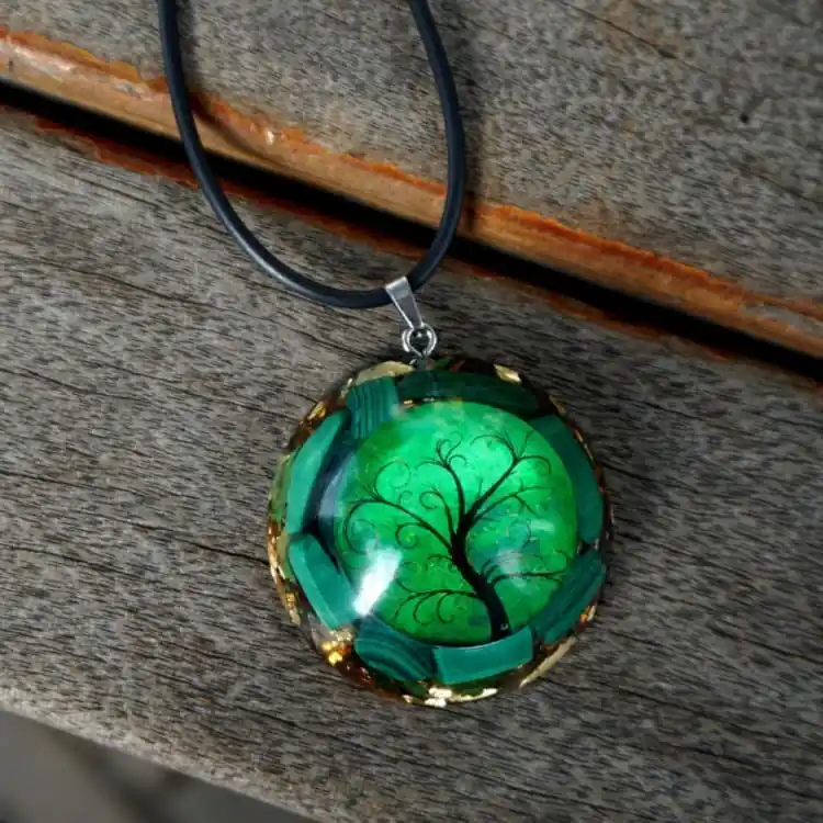 Collier Orgonite & Malachite Arbre de Vie