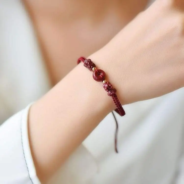 Bracelet tressé 'Pi Xiu' en Cinabre