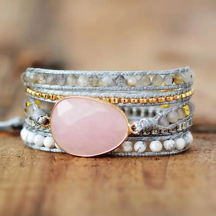 Bracelet Amour en Quartz Rose