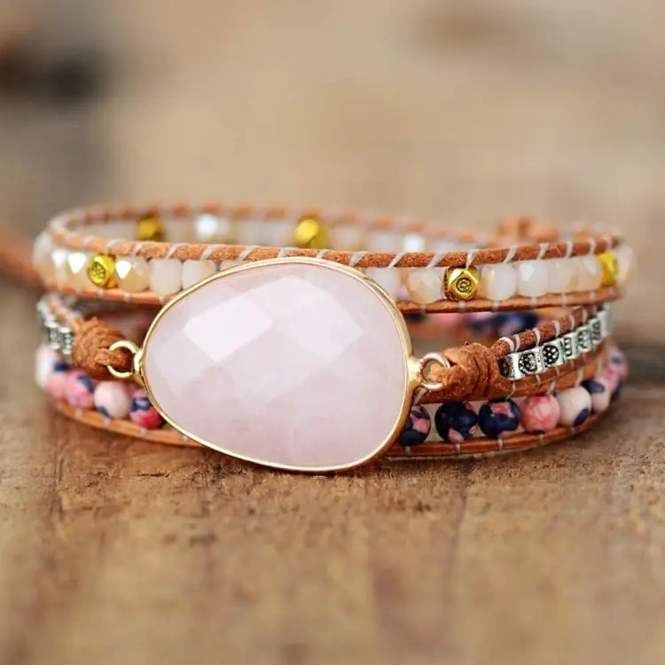 Bracelet Wrap Quartz Rose