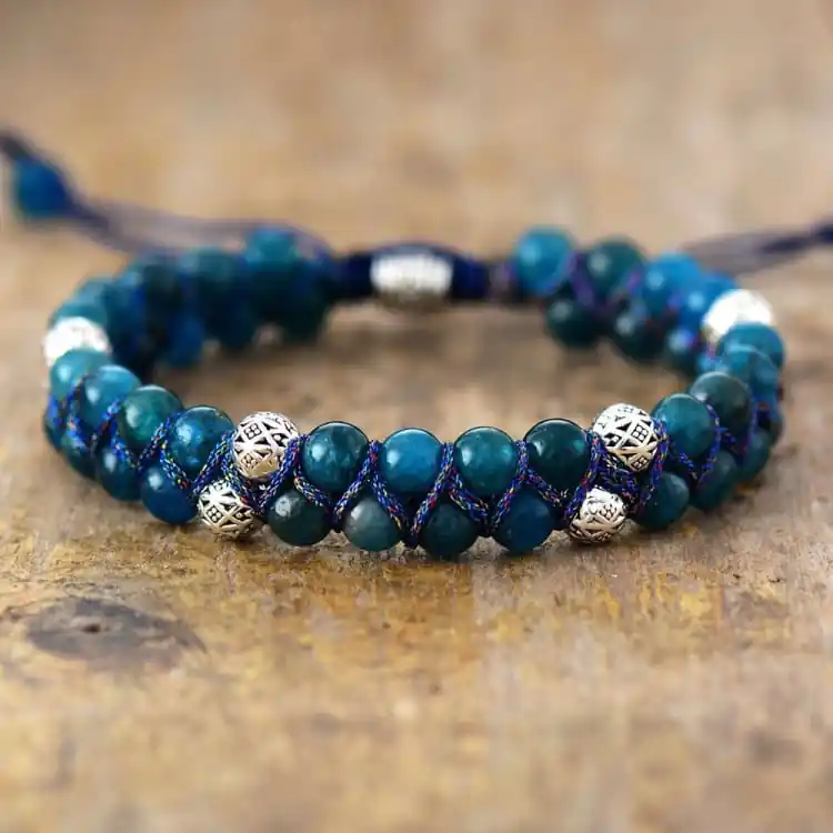 Bracelet en apatite tressé