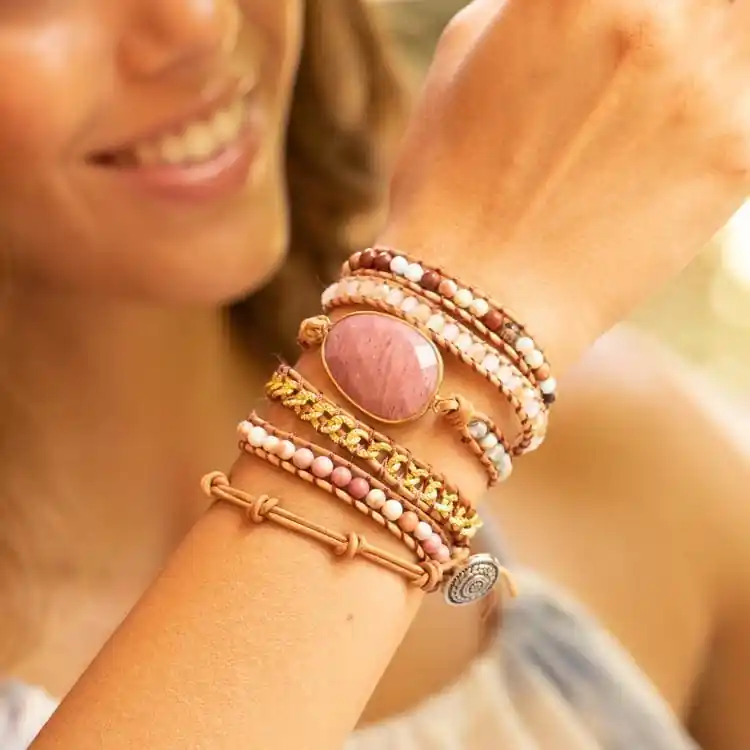 Bracelet d'amour en rhodonite