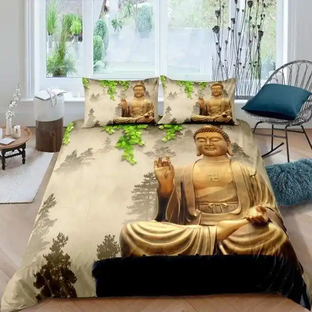 Housse de couette zen Bouddha Karana Mudrā.