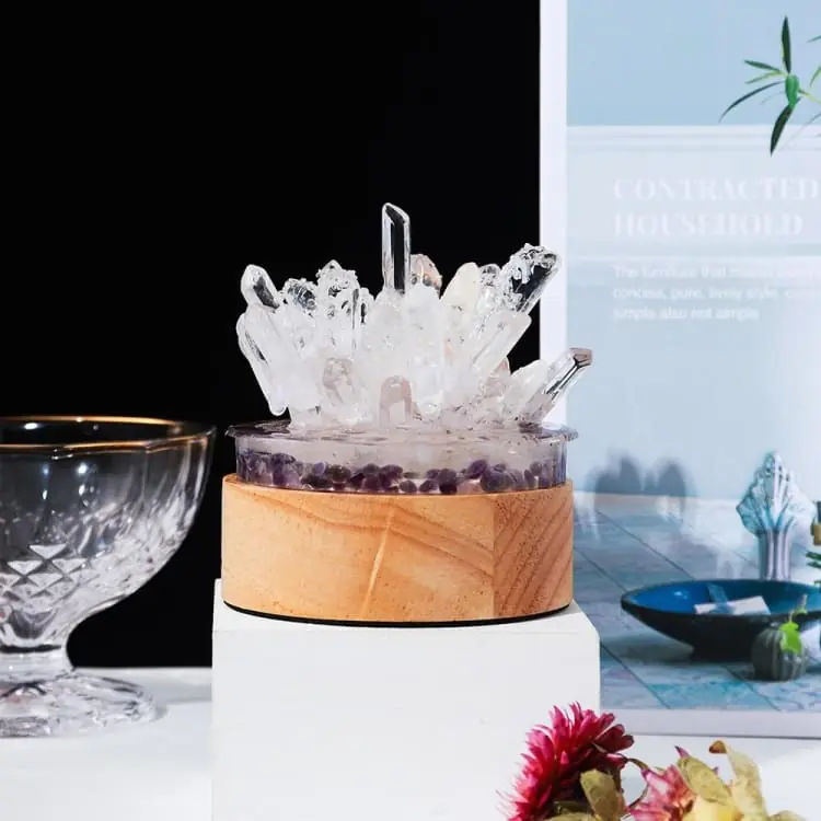 Lampe de chevet en Quartz Clair et Améthyste