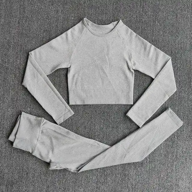 Ensemble de Yoga sans coutures Beige