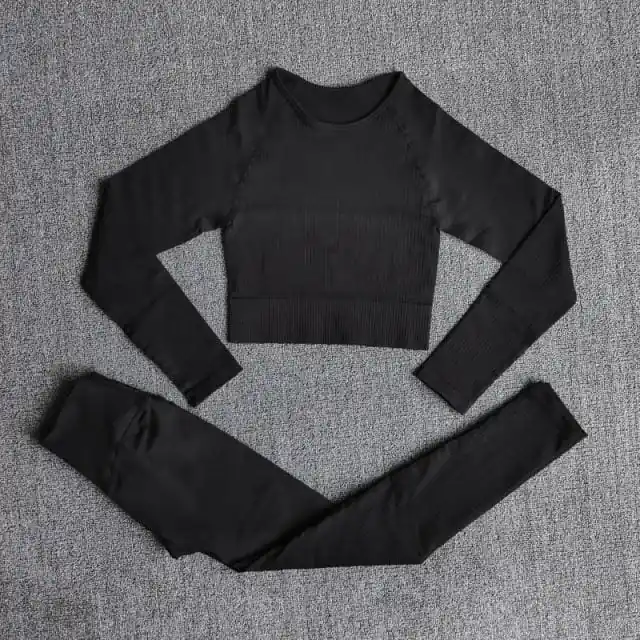 Ensemble de Yoga sans coutures Noir