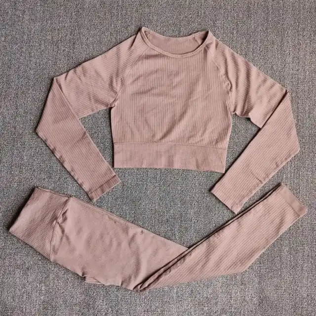 Ensemble de Yoga sans coutures Rose pale