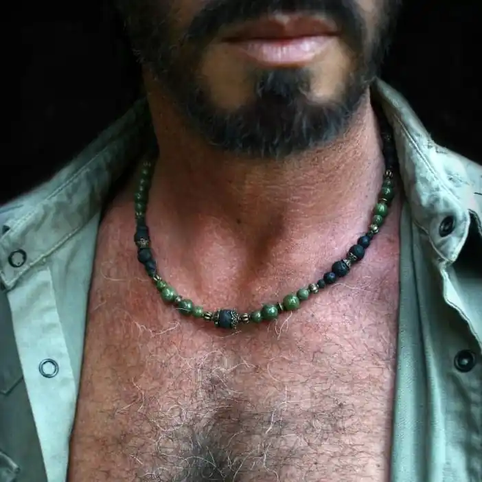 Collier Homme en pierres naturelles Forêt