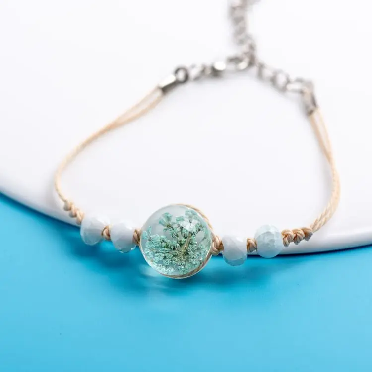 Bracelet de la fleur éternelle de cristal - Centauret bleuet