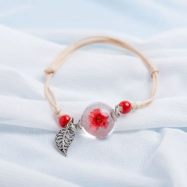 Bracelet de la fleur éternelle de cristal - Pavot rouge
