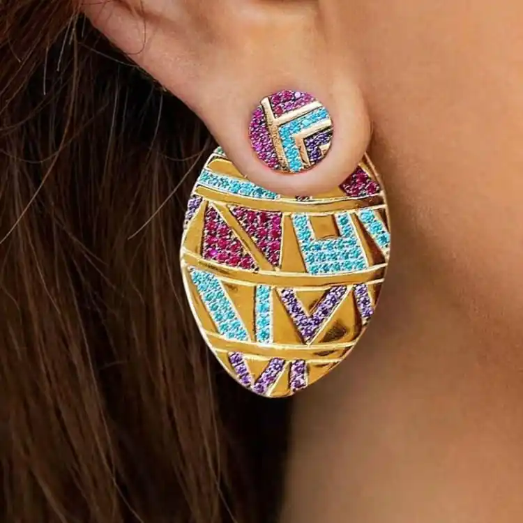 Boucles d'oreilles dépareillées Mandala ovale