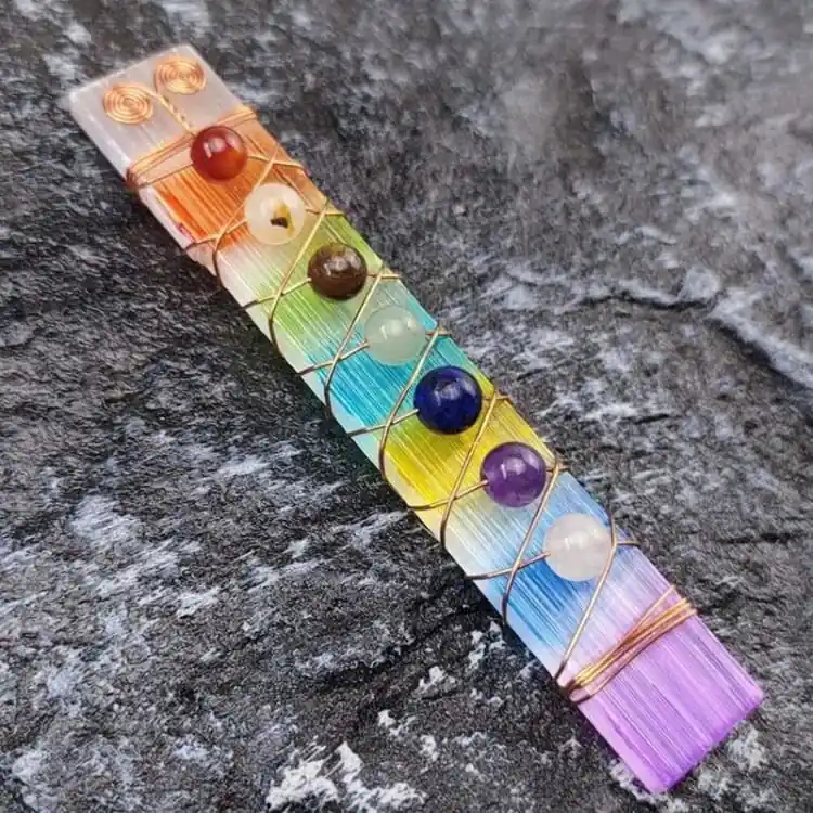 Baguette en Sélénite 7 Chakras