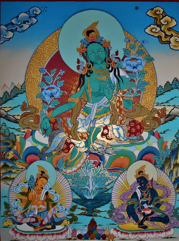 Peinture de Thangka de Tara Verte
