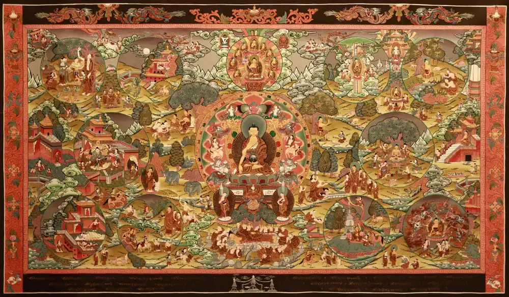 Vie du Bouddha Thangka