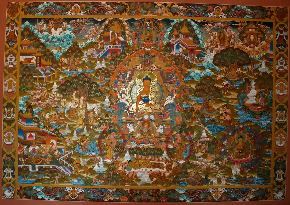 Vie du Maître Bouddha Thangka