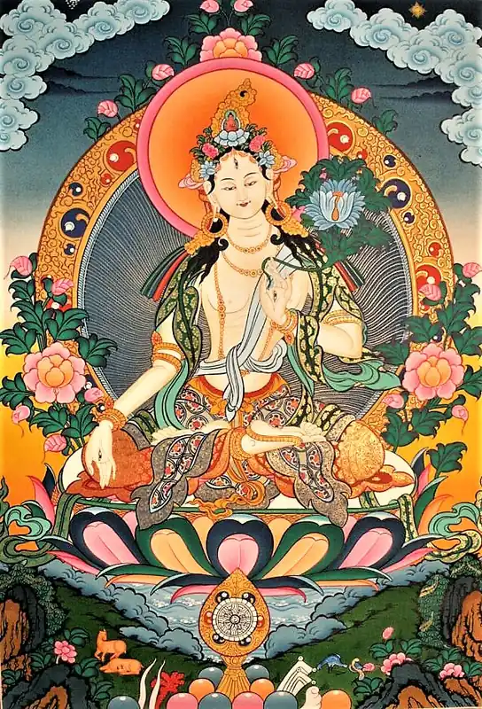 Thangka de la Déesse Tara Blanche