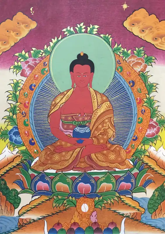 Peinture de Thangka d’Amitabha Bouddha