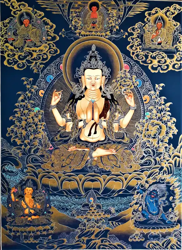 Peinture de Thangka de Chenrezig