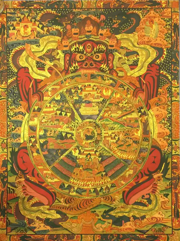 Peinture de Thangka de la Roue de la Vie