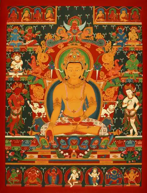 Peinture de Thangka de Ratnasambhava