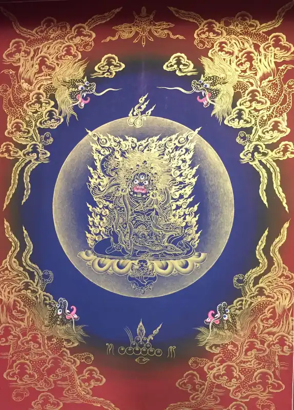 Peinture de Thangka de Mahakala à deux bras