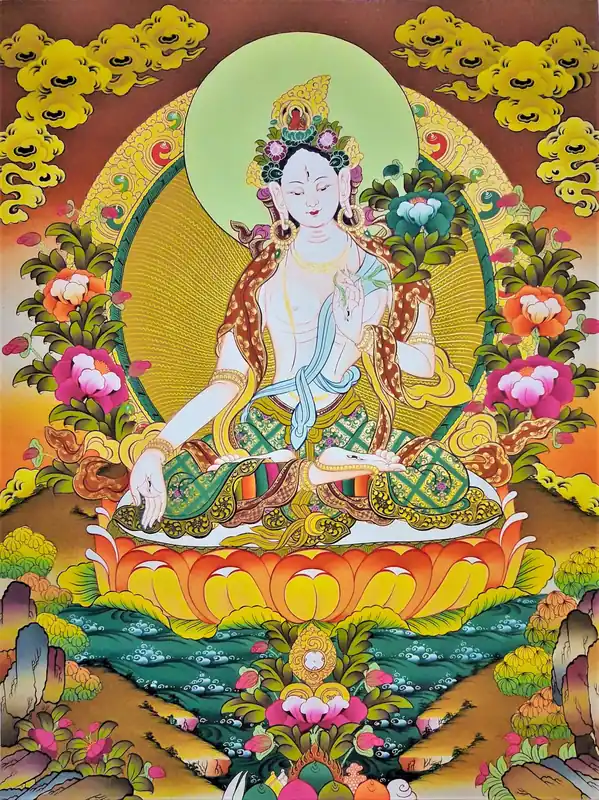 Peinture de Thangka de Tara Blanche