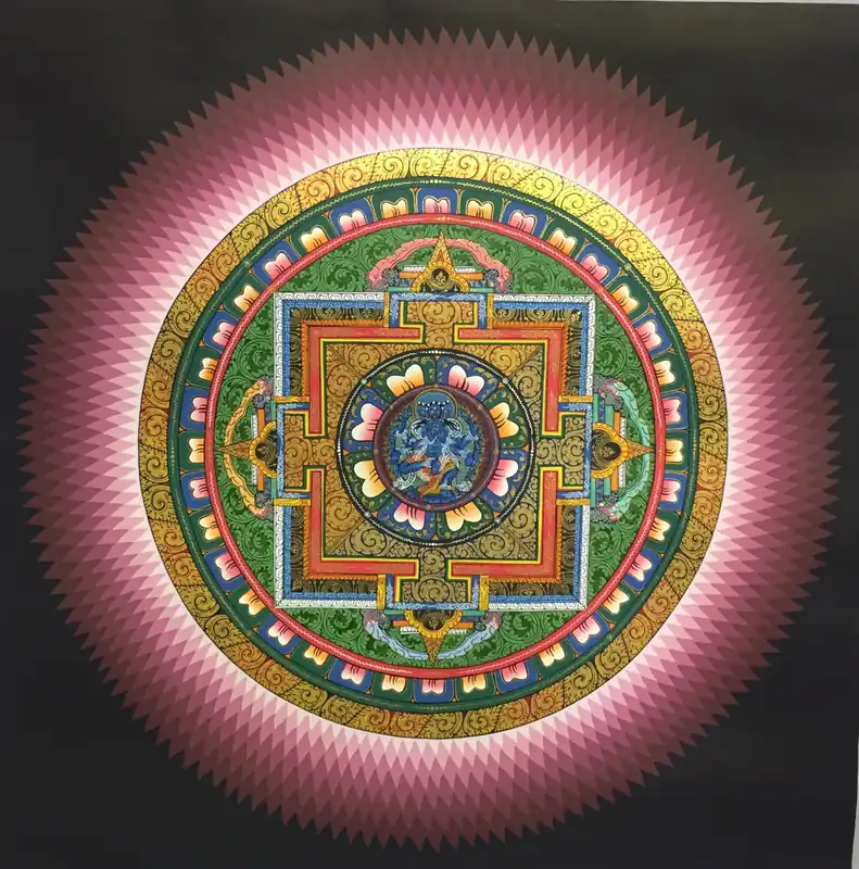Mandala de Lotus Rose avec Mahakala à Six Bras