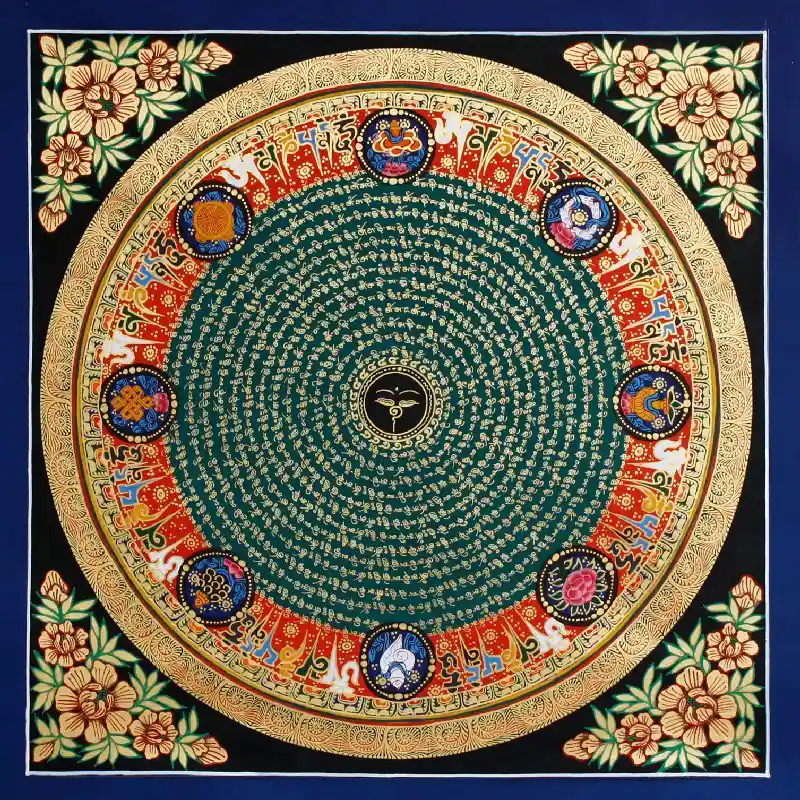 Mandala des Yeux du Bouddha avec 8 symboles auspices