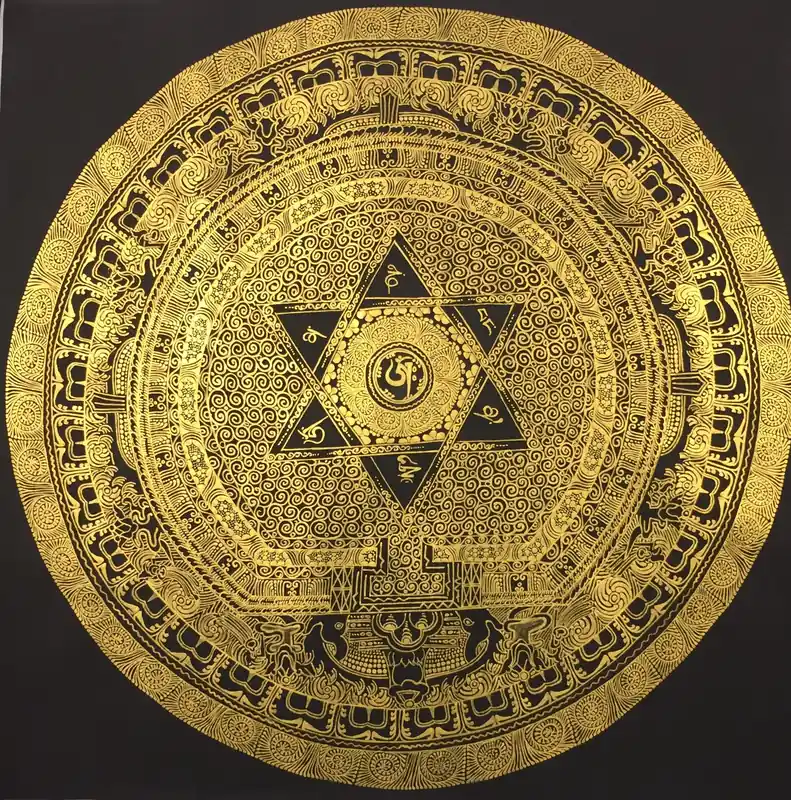 Mandala rond – Noir et Or