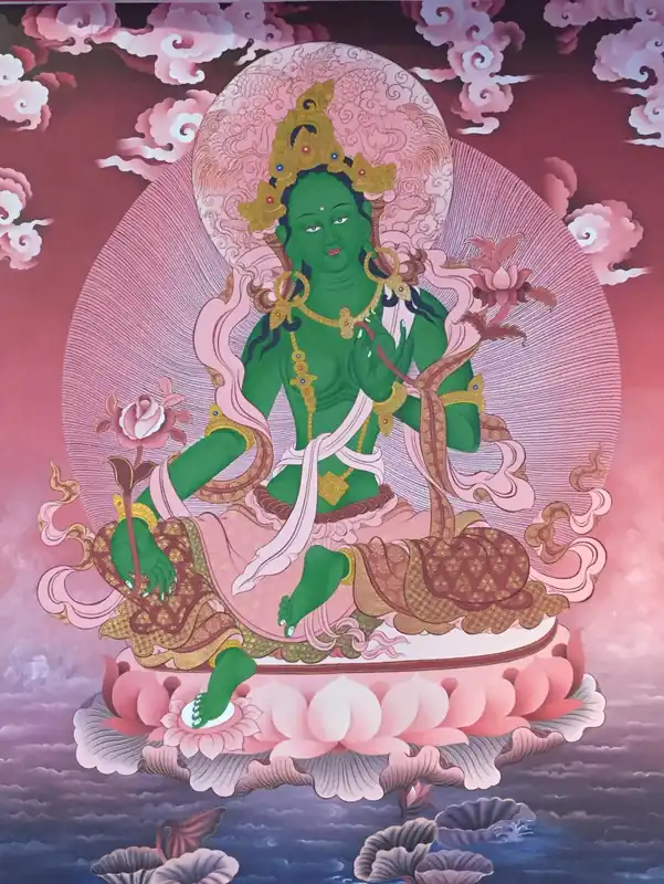 Peinture de Thangka de la Tara Verte