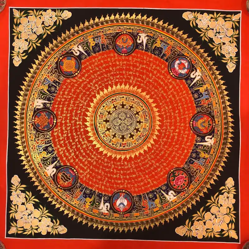 Le Mandala Mantra avec les 8 Symboles Auspicieux