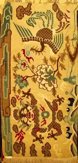 Tapis tibétain avec Phénix et Dragon