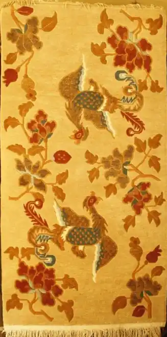 Tibetan carpet with 2 Phoenix and Flower