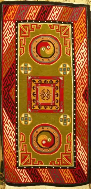 Tapis tibétain avec un design de mandala
