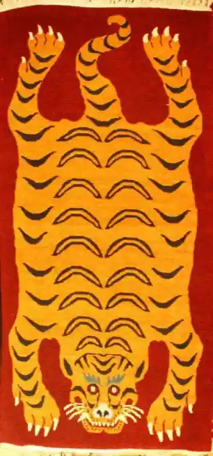 Le tapis tibétain avec un motif de tigre