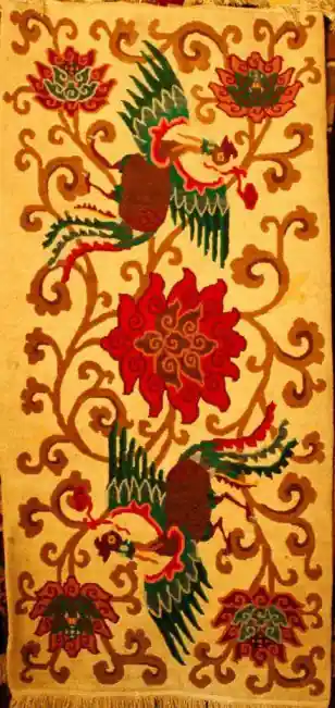 Tapis tibétain avec 2 phénix