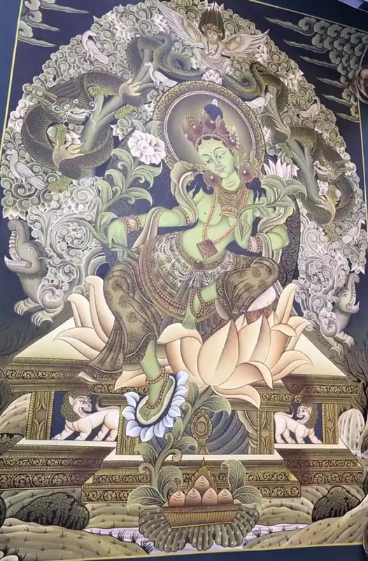 Peinture Newari Paubha de la Tara Verte