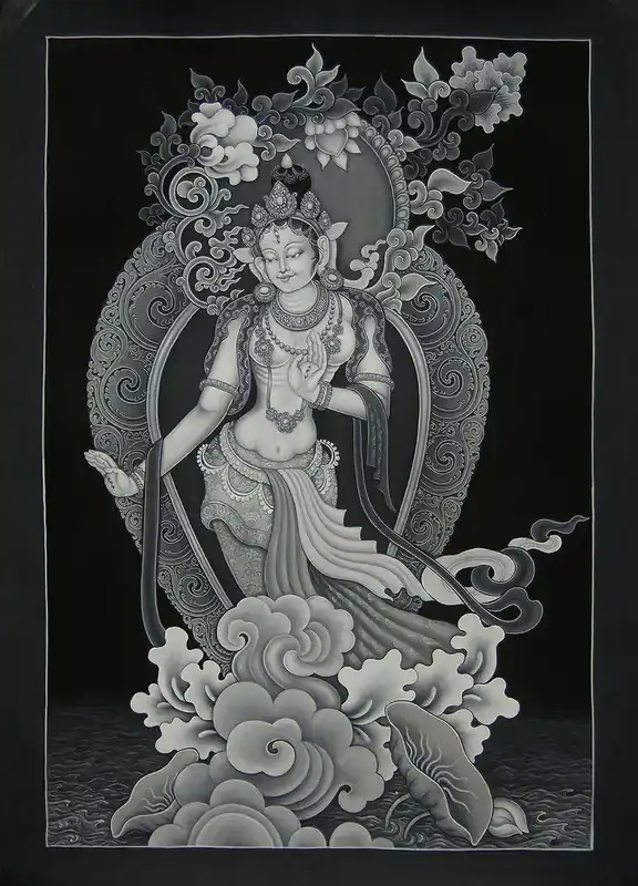 Peinture thangka de la Tara Blanche Newari