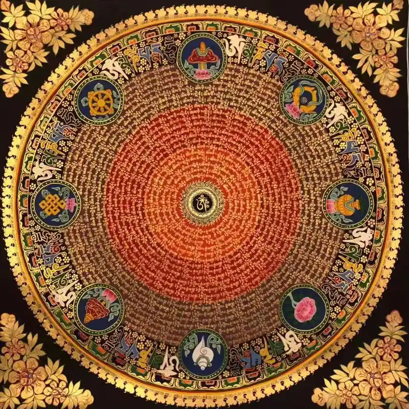 Symbole auspicious Mandala avec Mantra