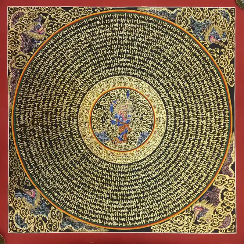 Mandala de mantra tibétain avec la yogini Singhamukha