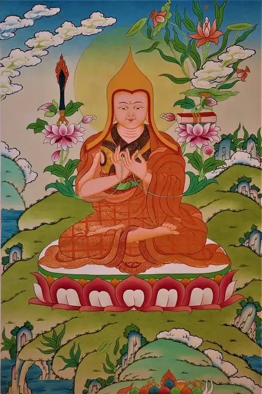 Peinture de Thangka de Je Tsongkhapa