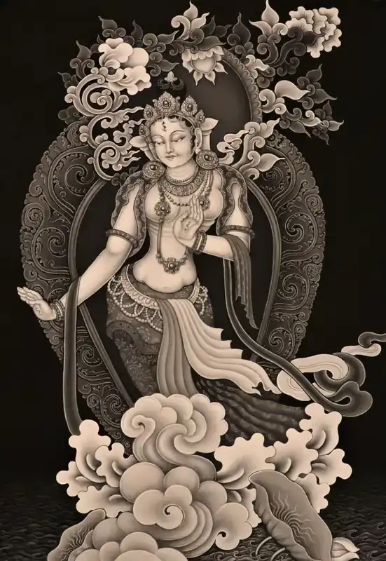 Thangka de la déesse Tara Blanche debout