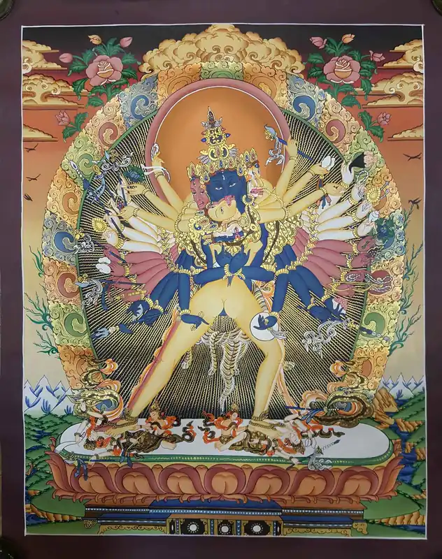 Peinture thangka tibétaine de Kalachakra Shakti
