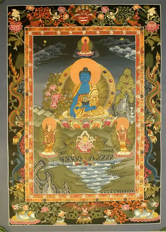 Thangka du Bouddha de la Médecine dans le style Newari