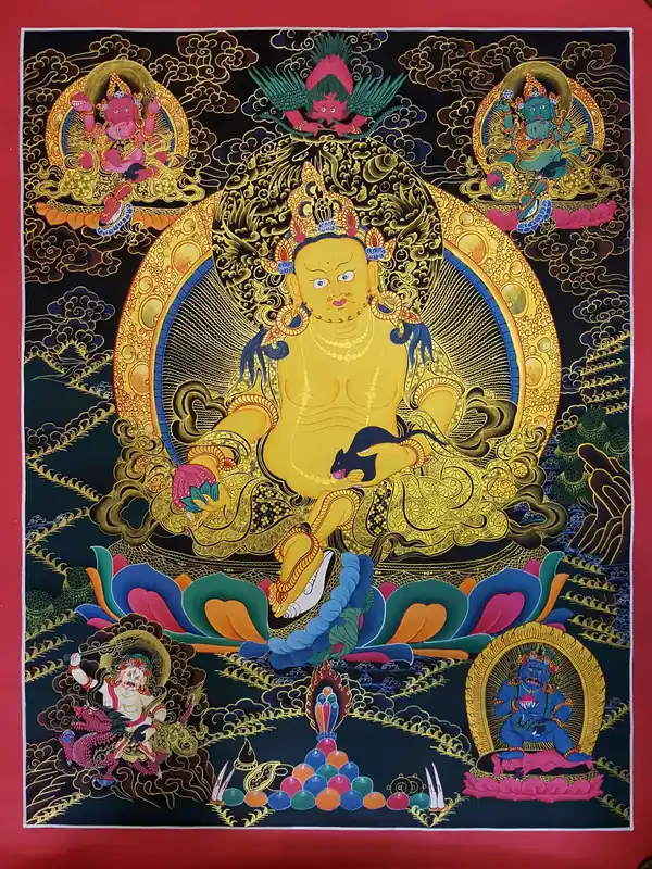 Cinq peintures de Thangka des Jambhalas