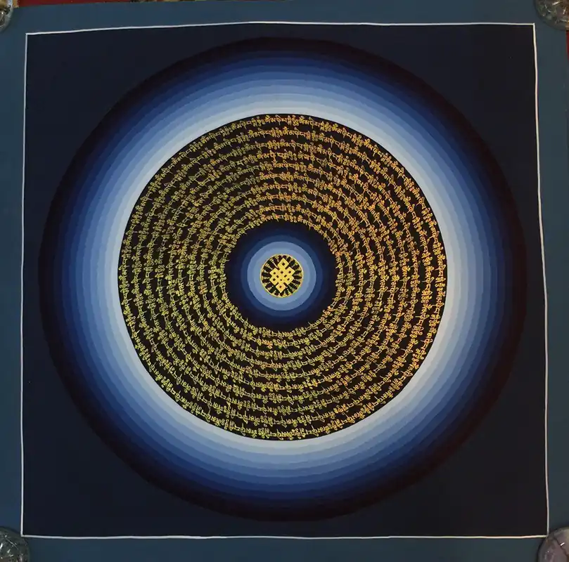 Mandala du nœud sans fin avec Mantra