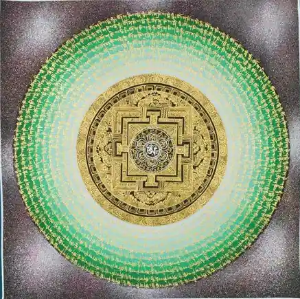 Om Mandala avec le mantra vert